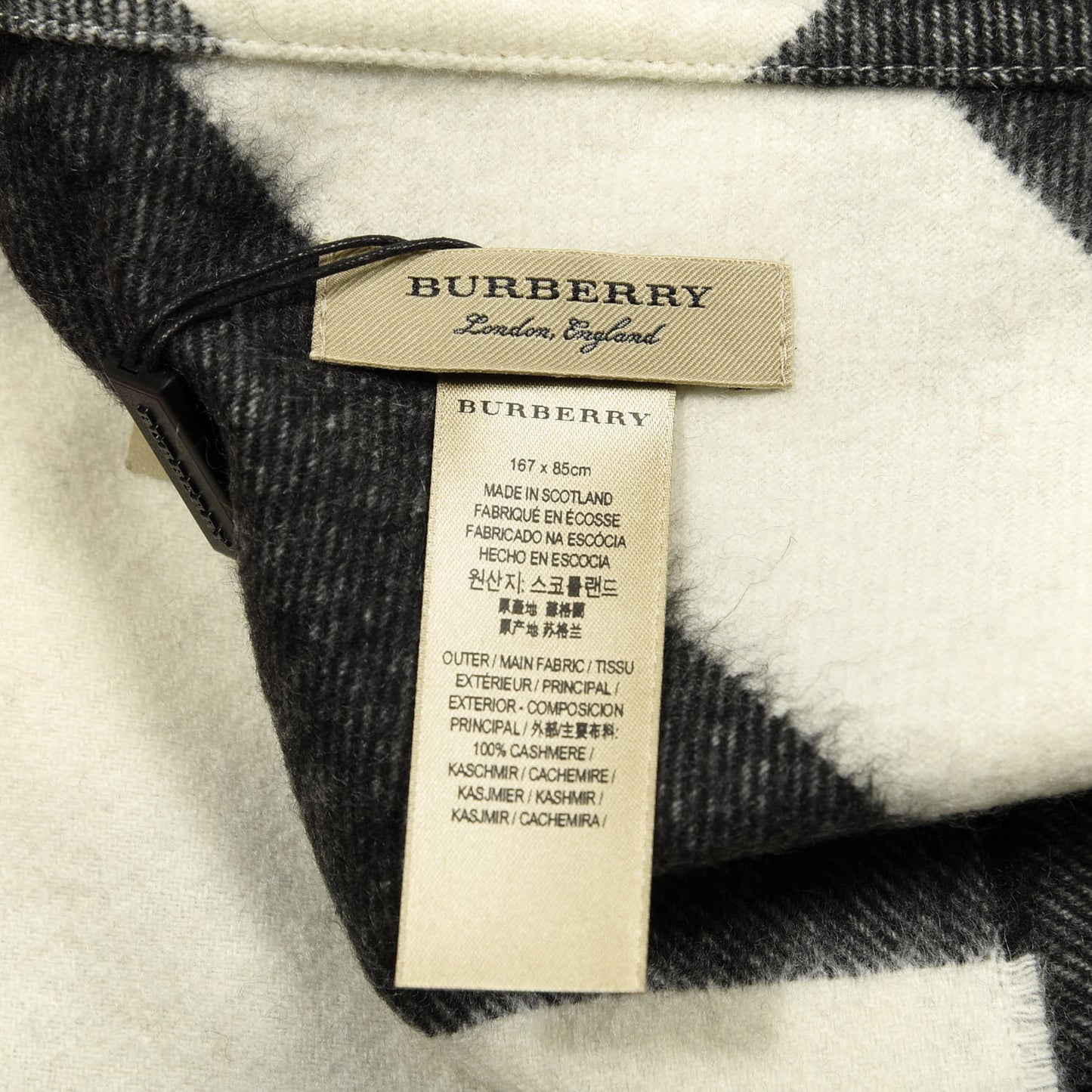 Cashmere Giant House Check Cape Scarf White