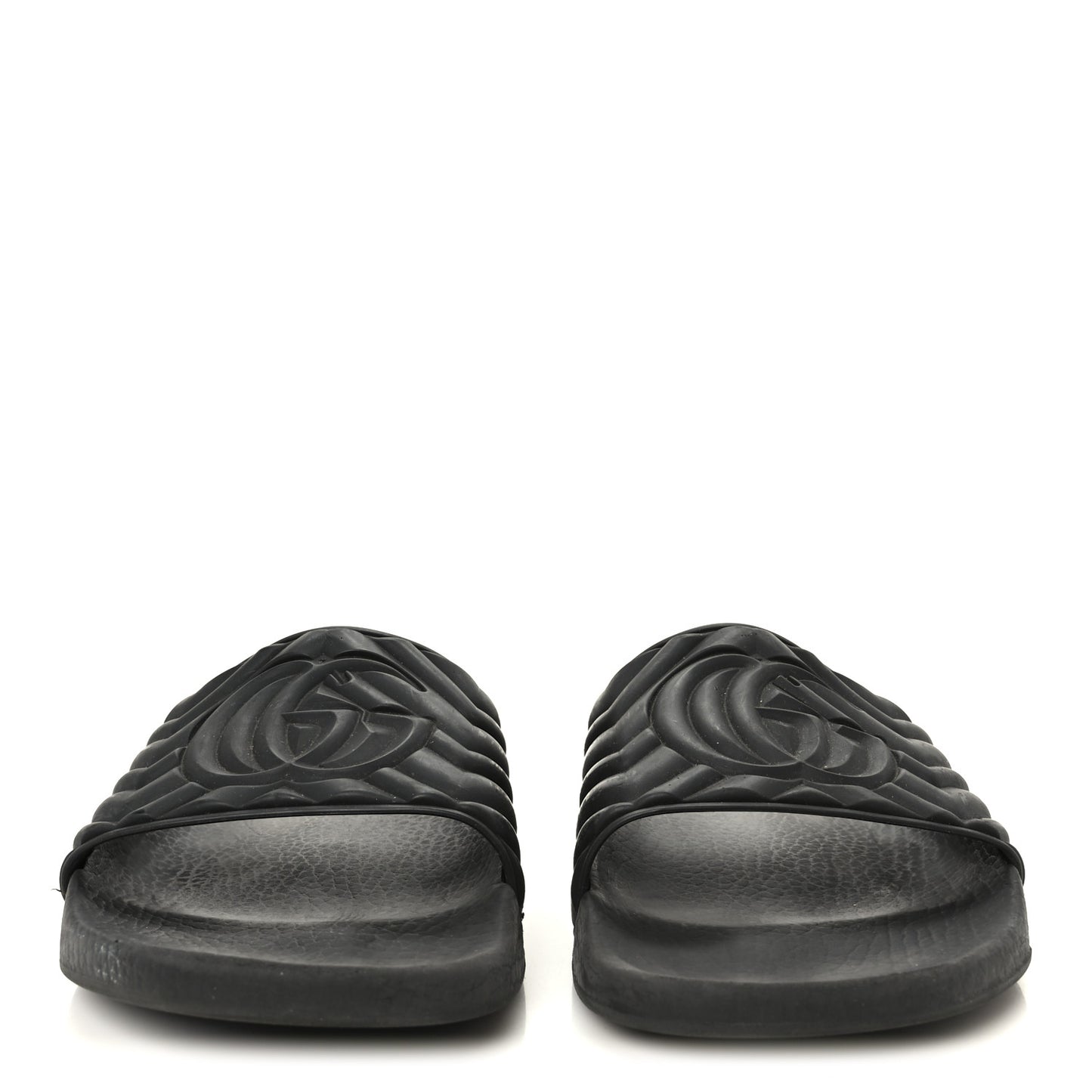Rubber Matelasse Interlocking G Mens Slide Sandals 9 Black