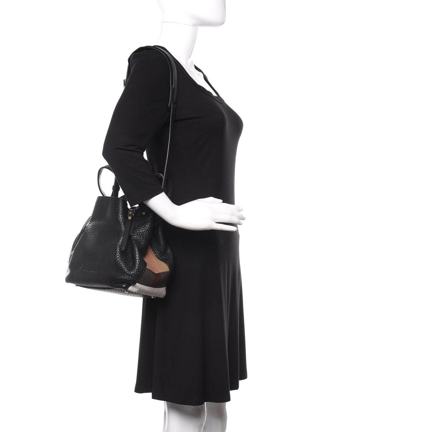 Grainy Calfskin House Check Small Maidstone Black