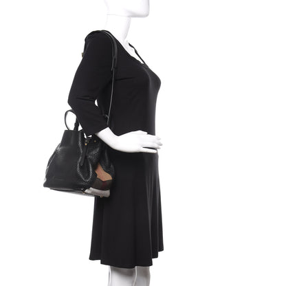 Burberry Grainy Calfskin House Check Small Maidstone Black 2 of 9