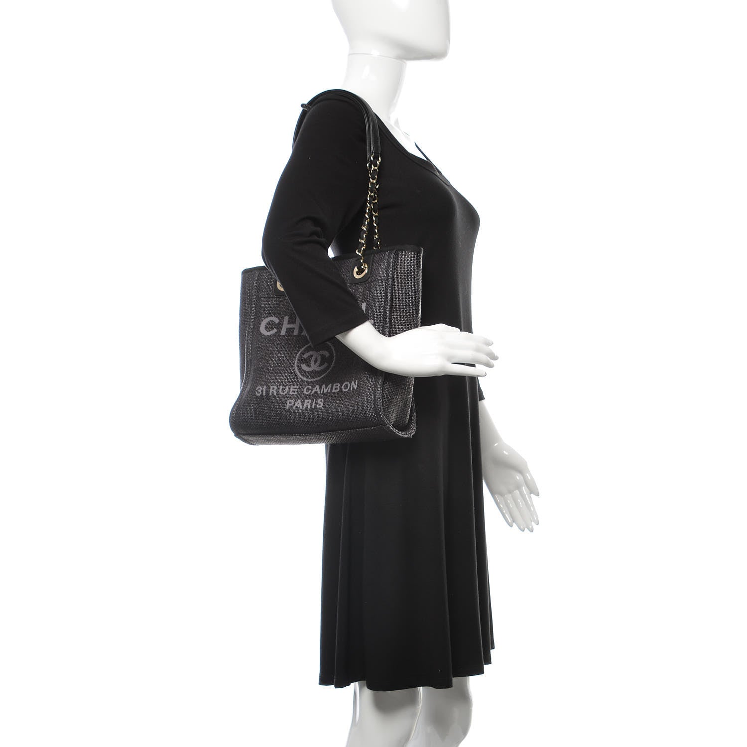 Chanel Woven Straw Raffia Mini Deauville Tote Black 2 of 9