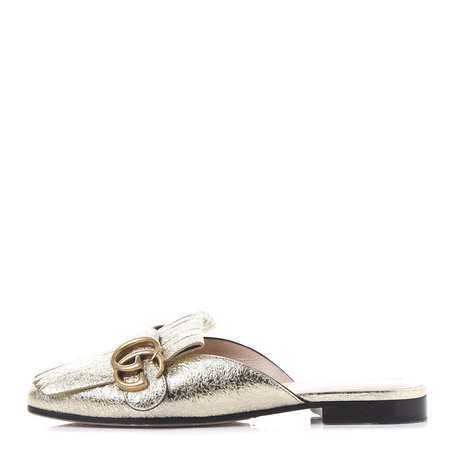 Gucci Galassia Womens GG Marmont Fringe Slippers 35.5 Platino 1 of 7