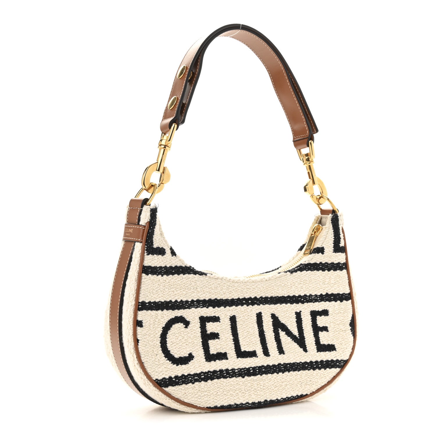 Celine Textile Medium Ava Shoulder Bag White Black 3 of 12