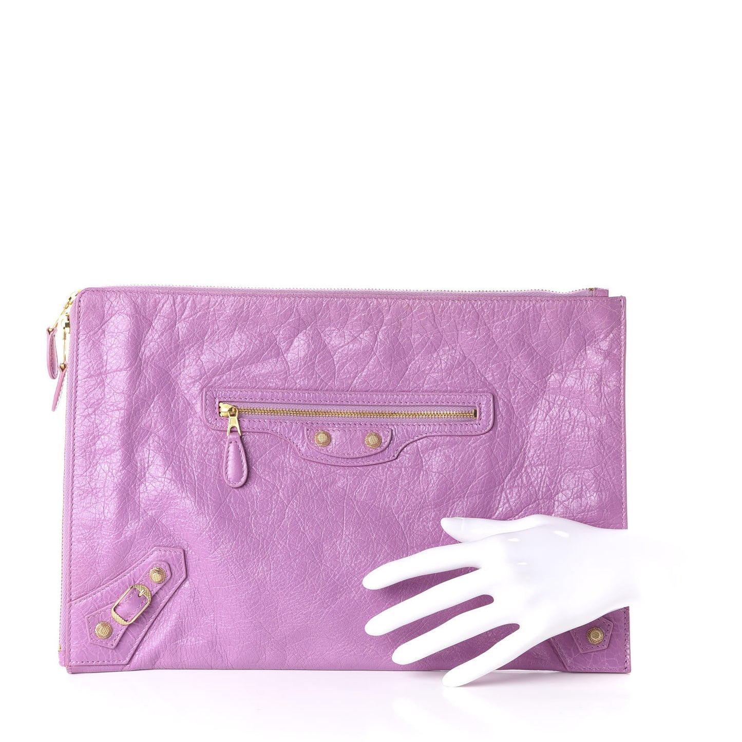 Agneau Giant 12 Gold Hardware Pouch Clutch Rose Berlingot