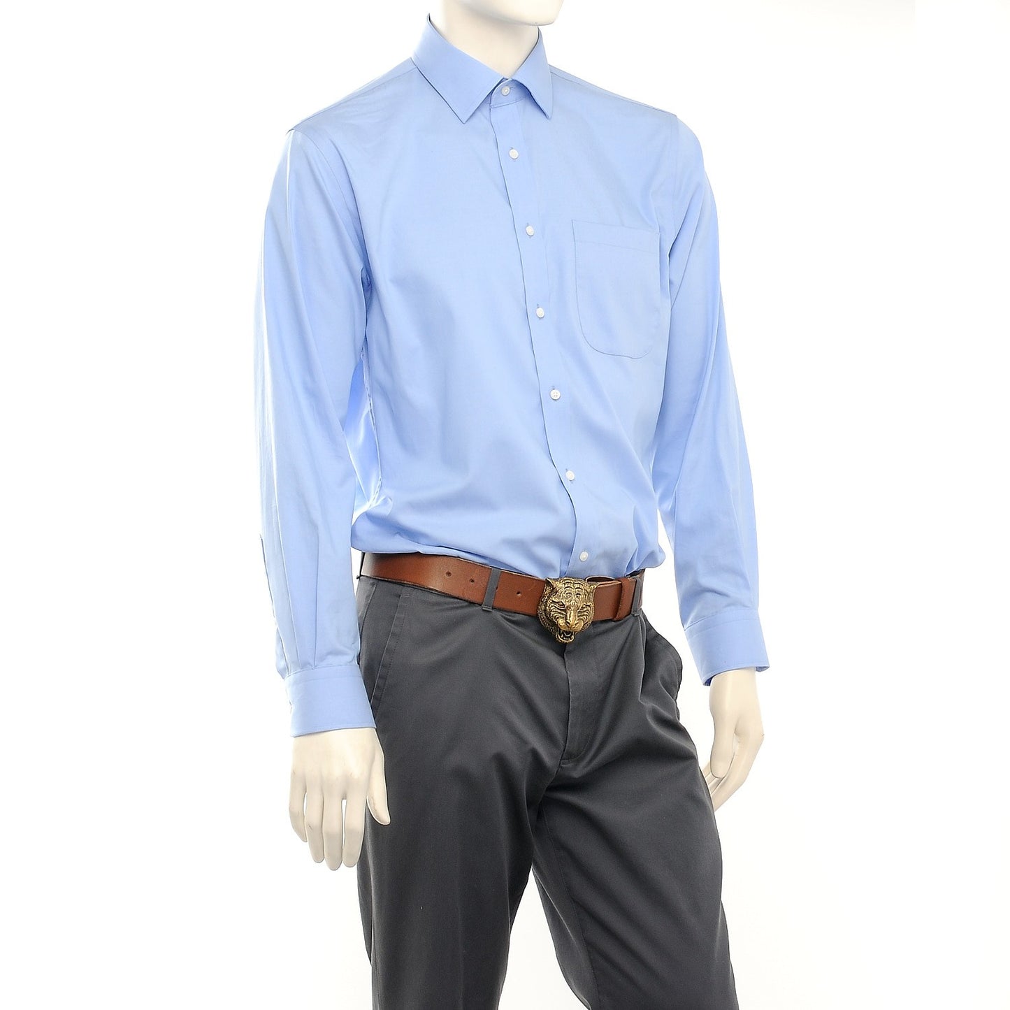 Calfskin Brass Feline Buckle Belt 80 32 Brown
