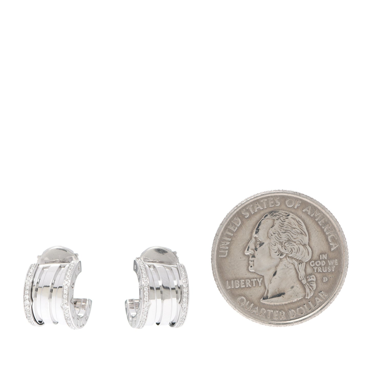 18K White Gold Diamond B.Zero1 Hoop Earrings