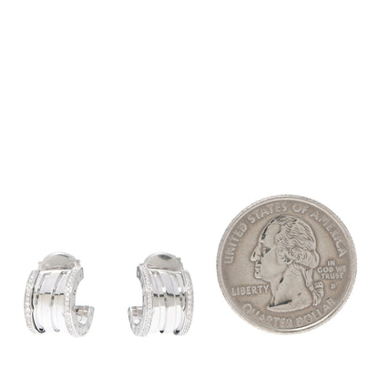 Bulgari 18K White Gold Diamond B.Zero1 Hoop Earrings 2 of 4