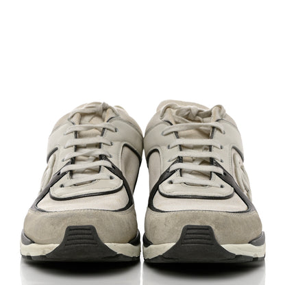 Chanel Suede Calfskin CC Sneakers 37 White Grey 2 of 8