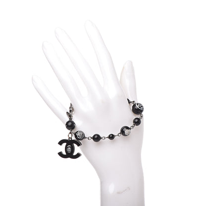 Chanel Ruthenium Camellia Bead CC Bracelet Black 2 of 10
