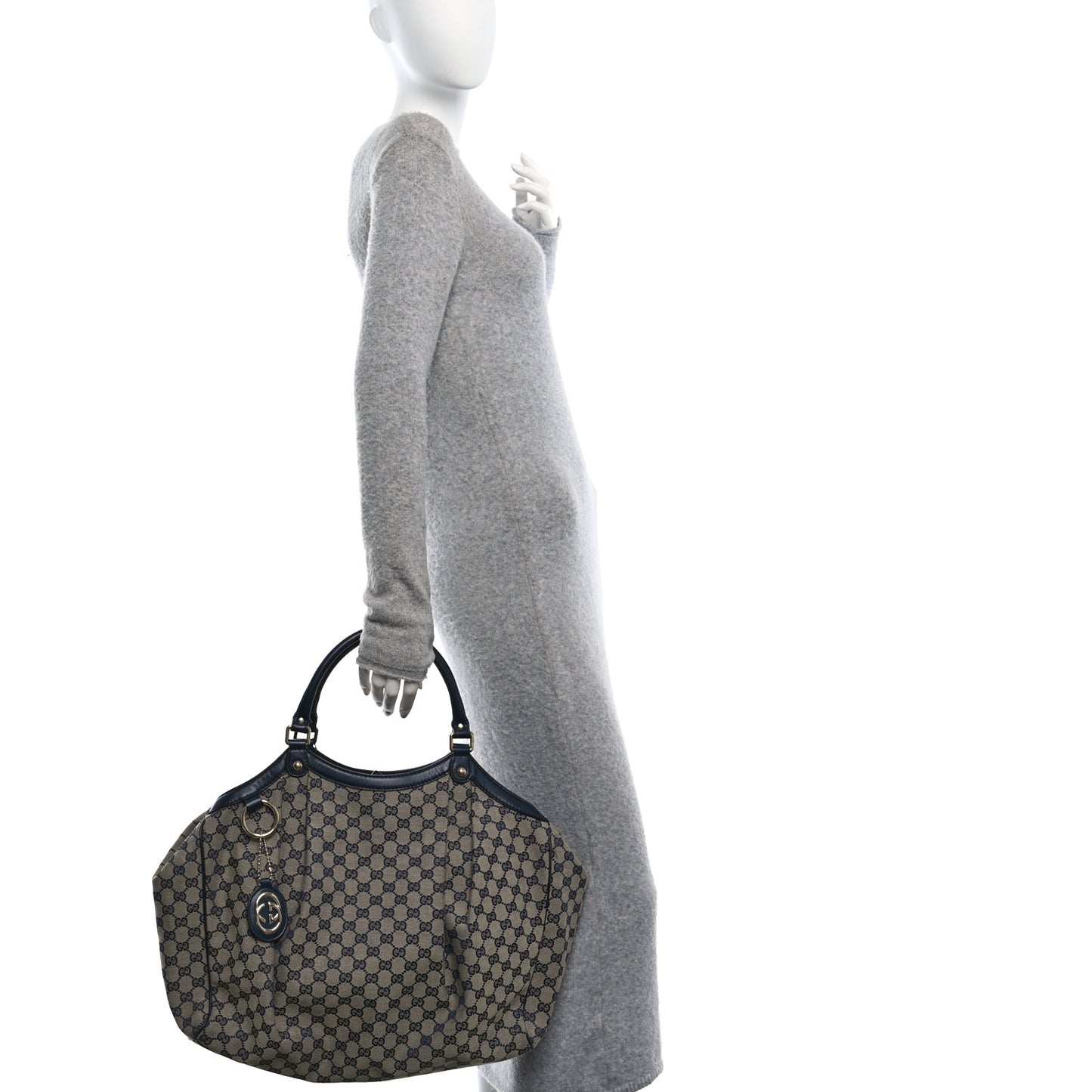 Monogram Calfskin Large Sukey Tote Beige Blue