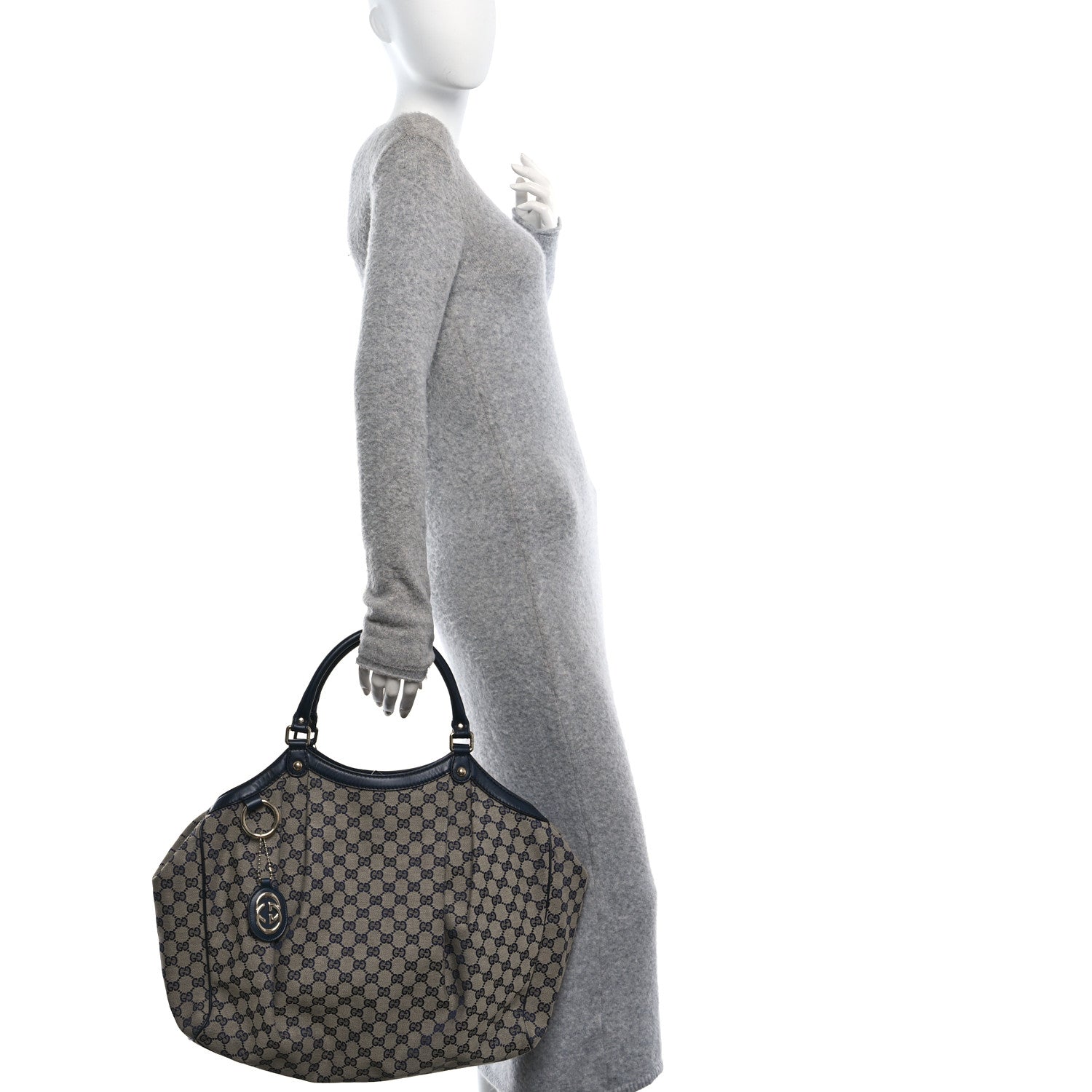 Gucci Monogram Calfskin Large Sukey Tote Beige Blue 2 of 11