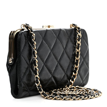 Chanel Lambskin Quilted Frame Clutch With Chain Black 3 of 12