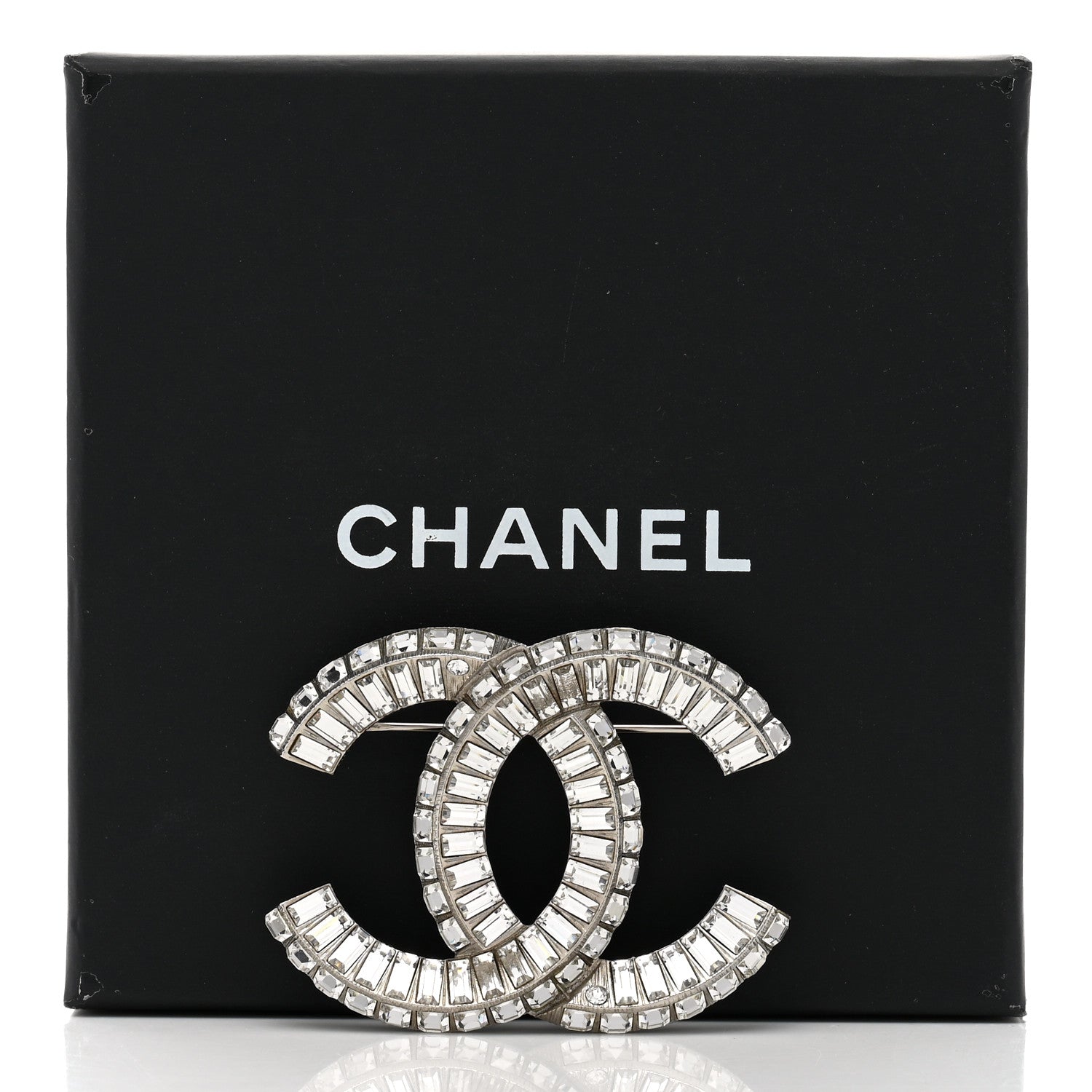 Chanel Baguette Crystal CC Brooch Silver 5 of 5