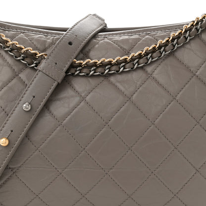 Chanel Aged Calfskin Quilted Large Gabrielle Hobo Grey 8 of 13