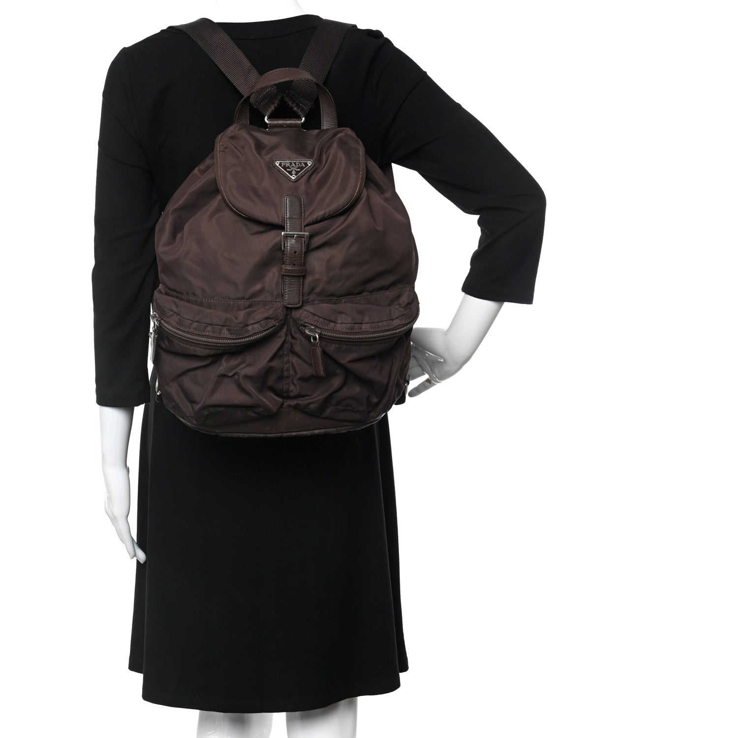 Prada Nylon Vela Saffiano Medium Backpack Ebano 2 of 17