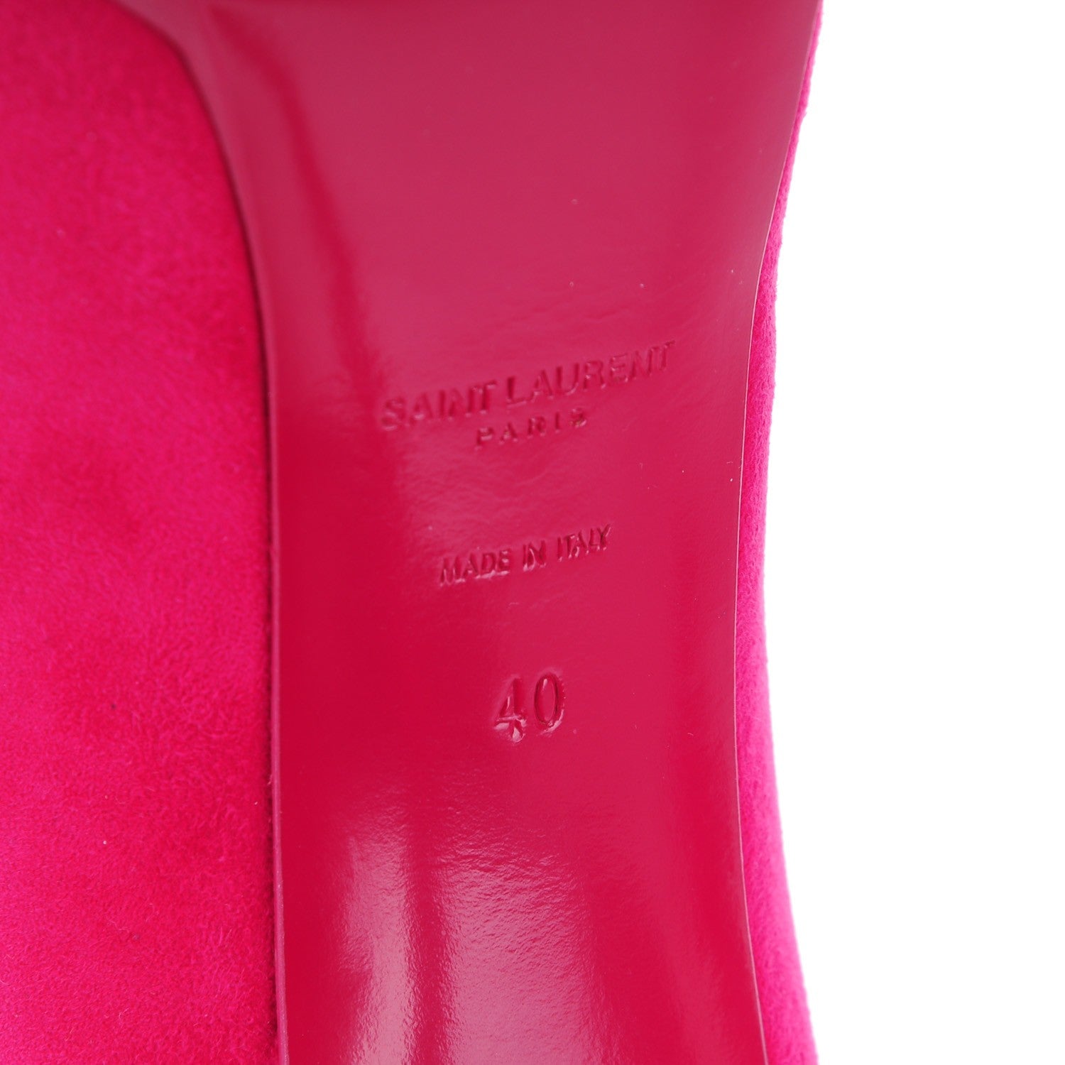 Saint Laurent Suede Patent Goatskin Tribute Two 80 Platform Pumps 40 Fuchsia 6 of 9