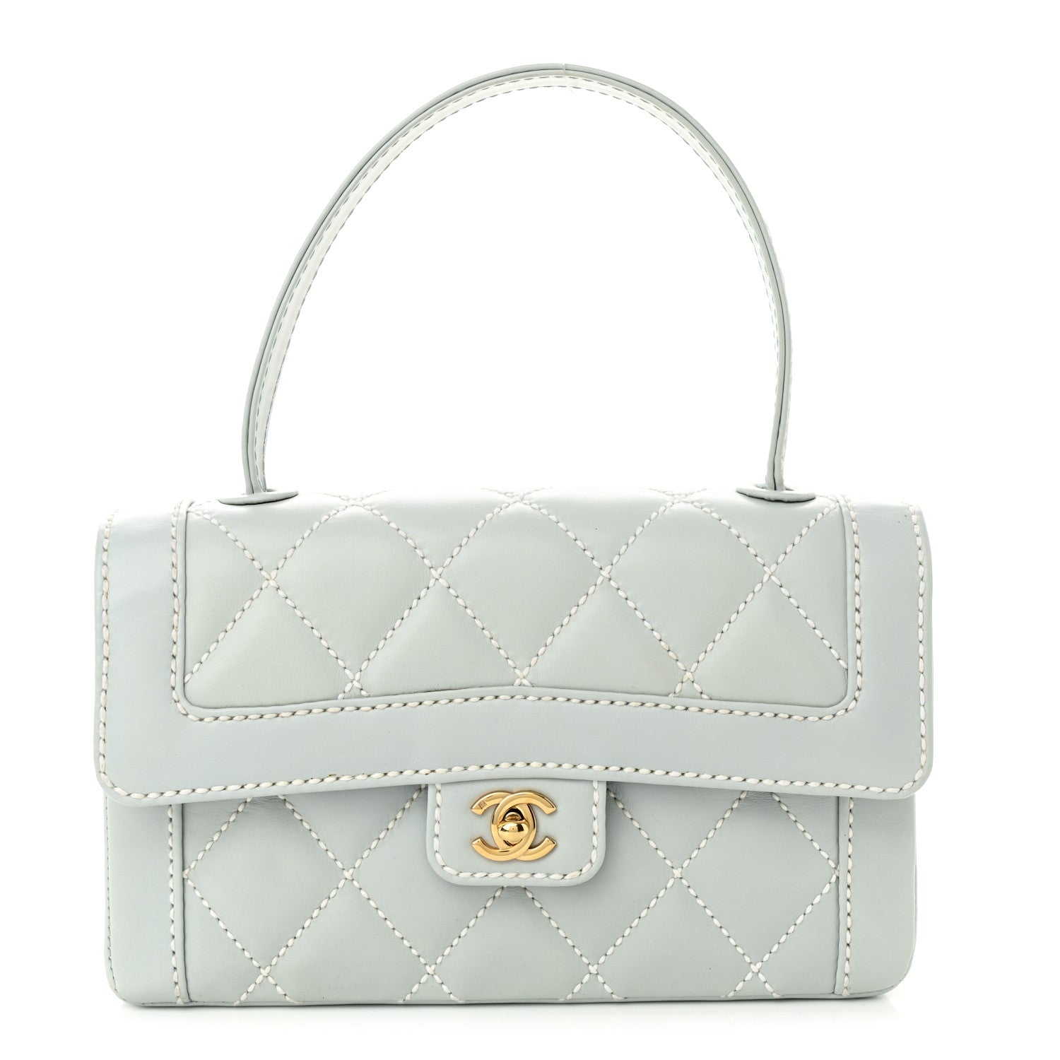 Chanel Calfskin Quilted Wild Stitch Flap Light Blue 1 of 9