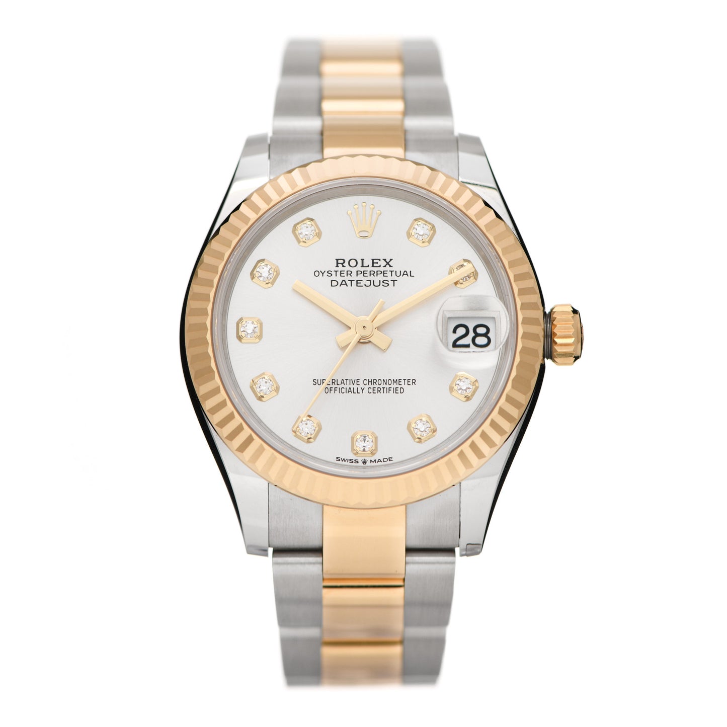 Stainless Steel 18K Yellow Gold Diamond 31mm Oyster Perpetual Datejust Watch Silver 278273
