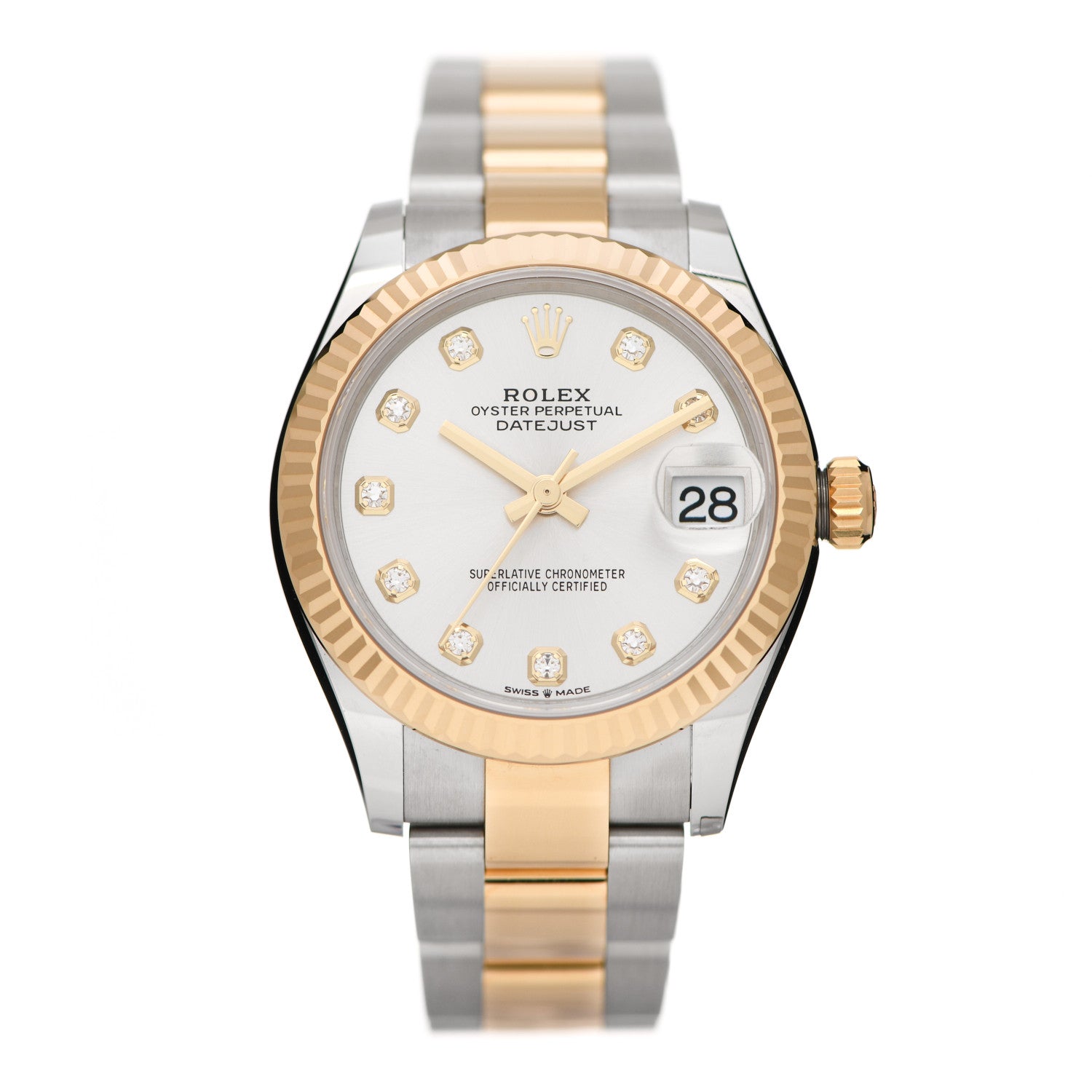 Rolex Stainless Steel 18K Yellow Gold Diamond 31mm Oyster Perpetual Datejust Watch Silver 278273 1 of 5