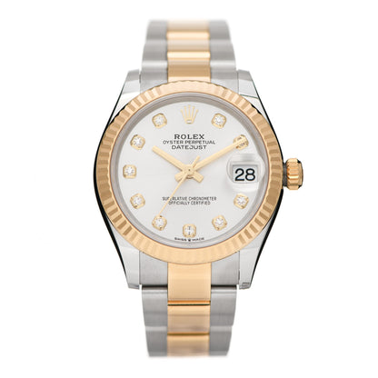 Rolex Stainless Steel 18K Yellow Gold Diamond 31mm Oyster Perpetual Datejust Watch Silver 278273 1 of 5