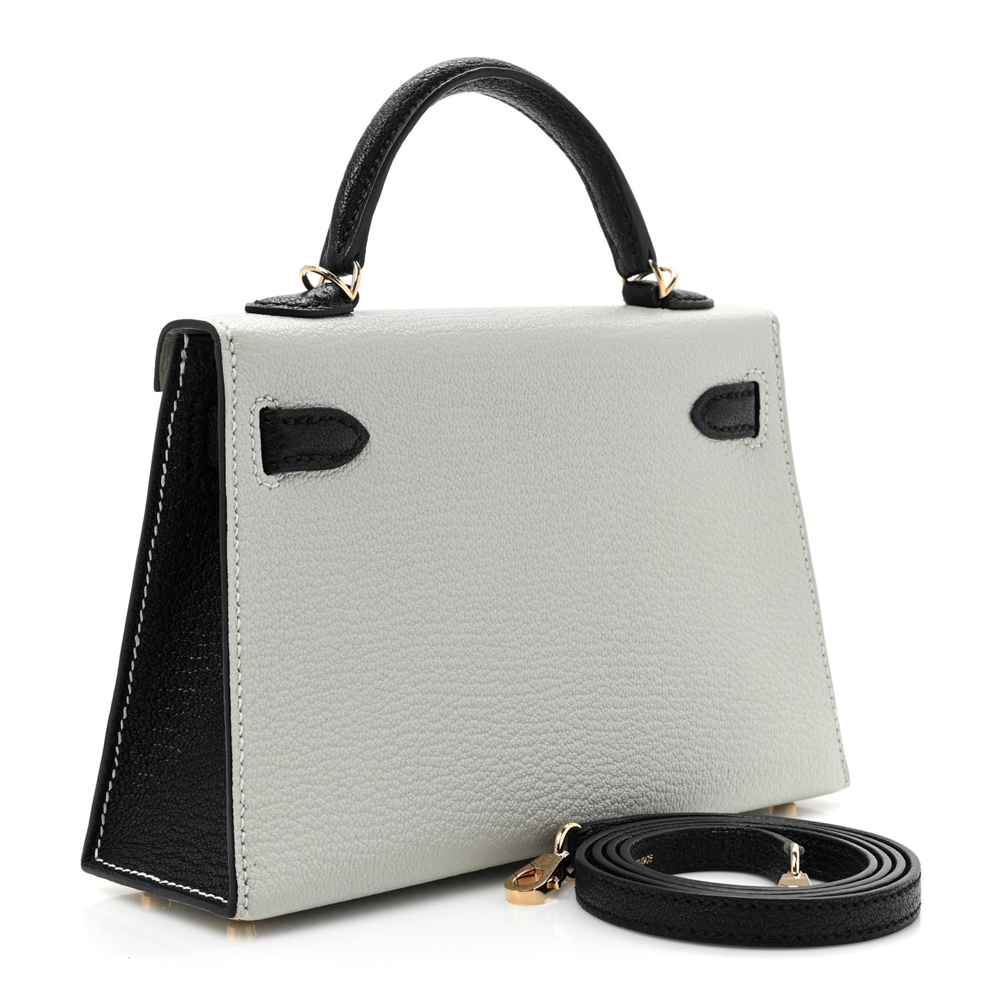 Chevre Mysore Horseshoe Mini Kelly Sellier 20 Gris Perle Black