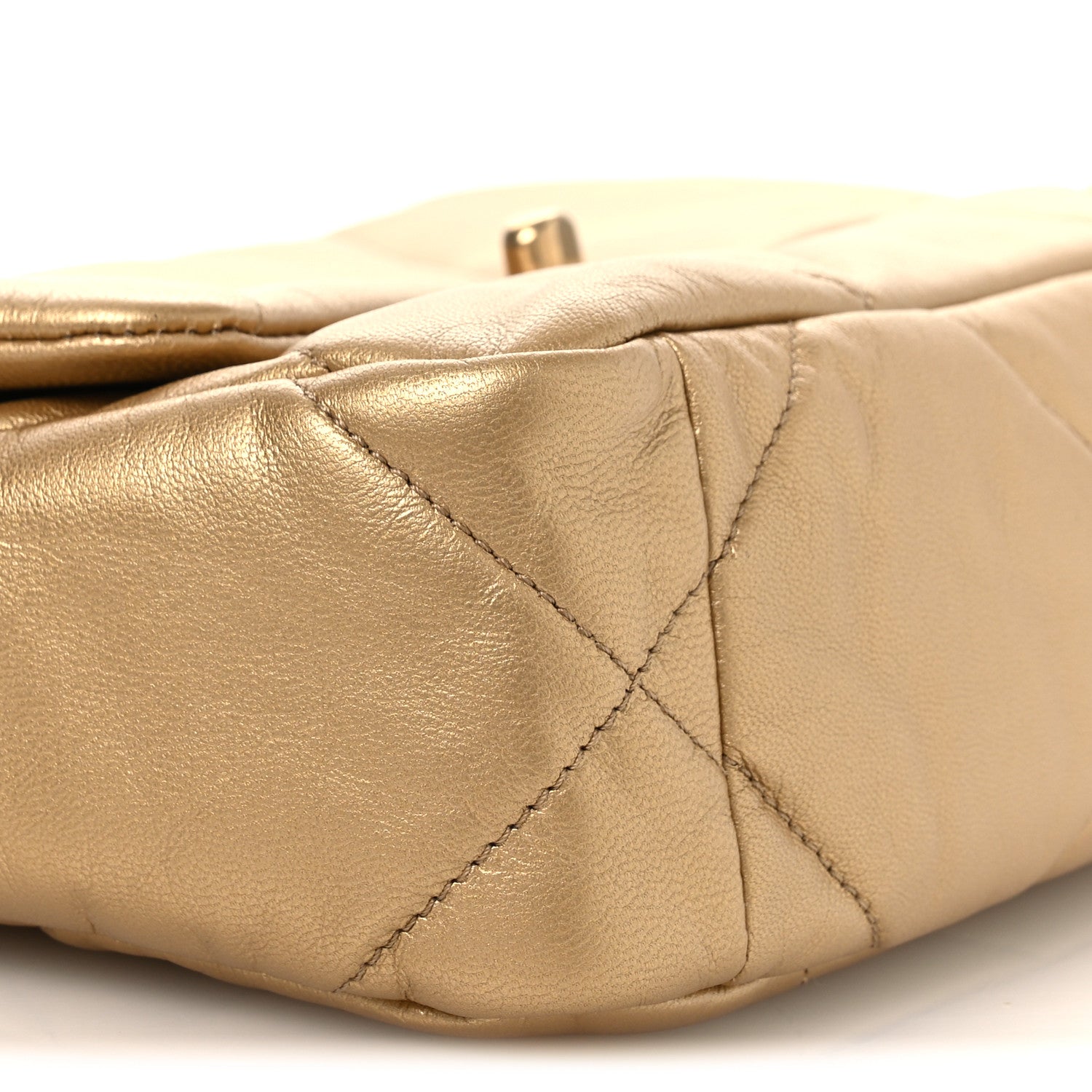 Chanel Metallic Goatskin Quilted Medium Chanel 19 Flap Gold 9 of 12