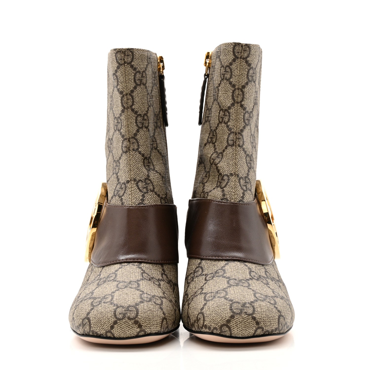 Gucci GG Supreme Monogram Malaga Kid Blondie 55mm Ankle Boots 35 Beige Ebony New Acero 2 of 13
