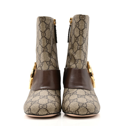 Gucci GG Supreme Monogram Malaga Kid Blondie 55mm Ankle Boots 35 Beige Ebony New Acero 2 of 13