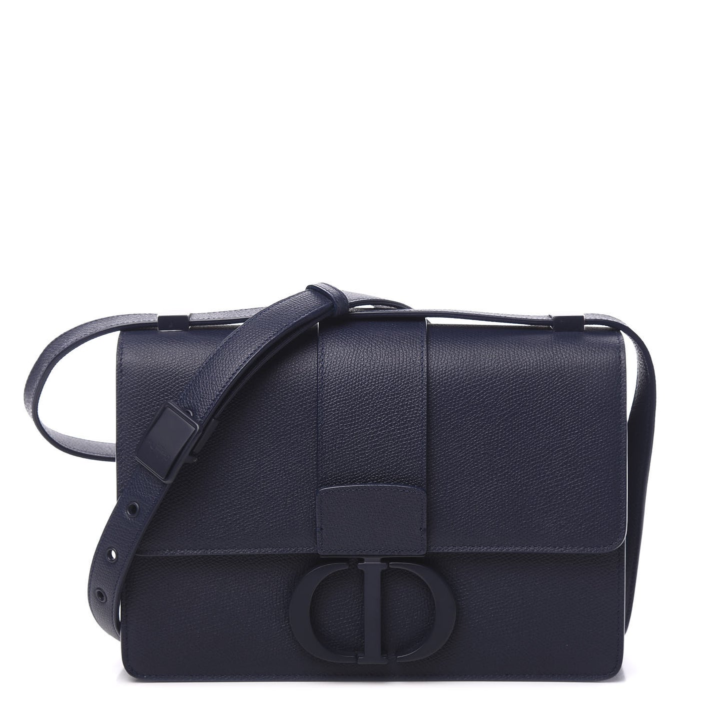 Ultra Matte Grained Calfskin 30 Montaigne Flap Bag Navy