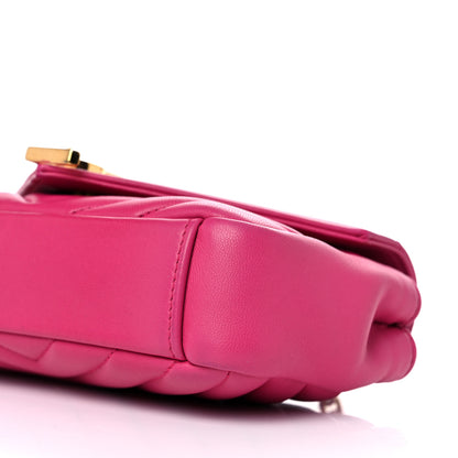 Saint Laurent Calfskin Matelasse Chevron Classic Monogram Baby Chain Bag Fuchsia 10 of 21