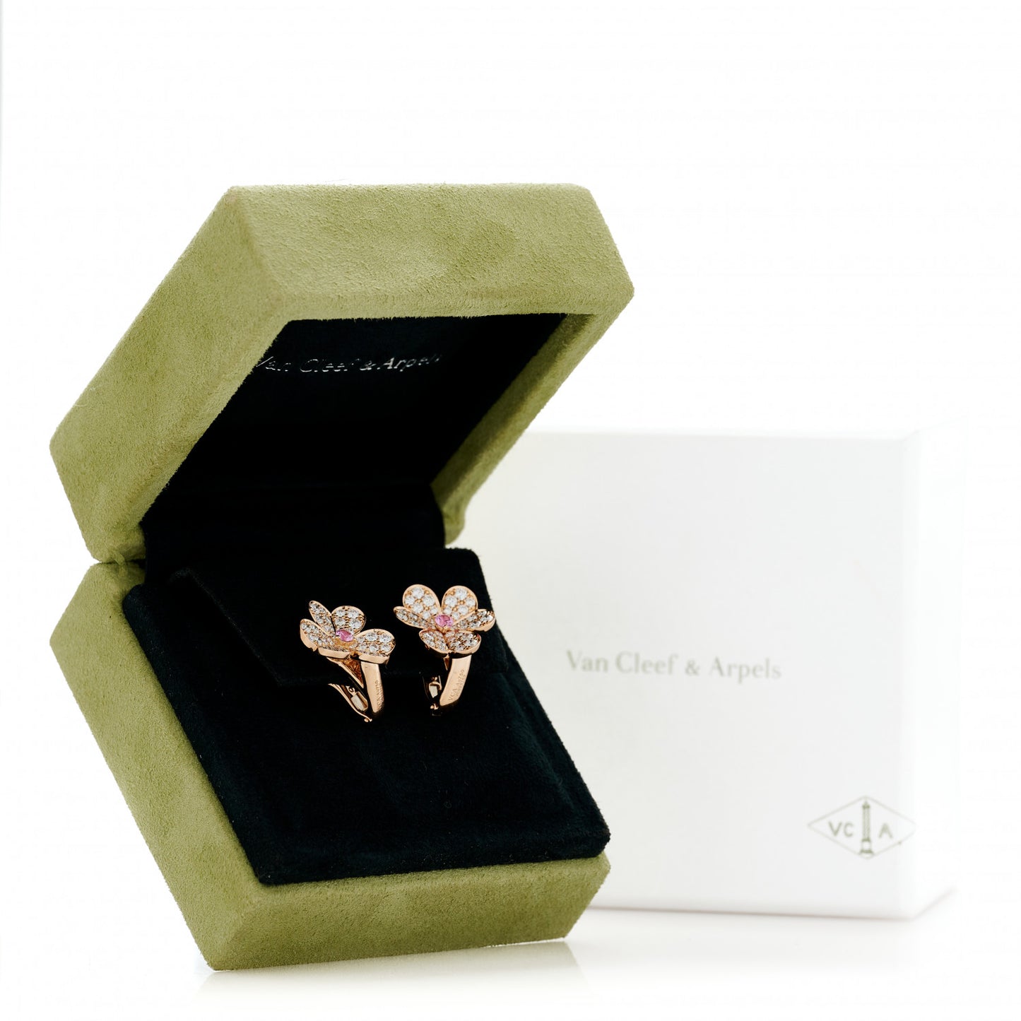 18K Rose Gold Diamond Pink Sapphire Small Frivole Earrings