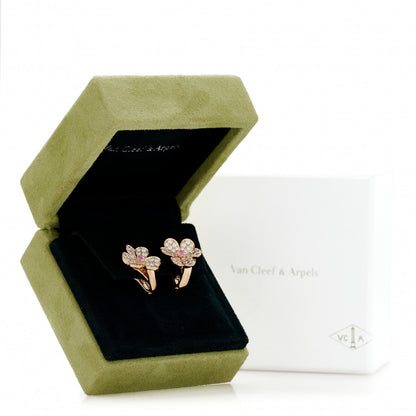 Van Cleef & Arpels 18K Rose Gold Diamond Pink Sapphire Small Frivole Earrings 5 of 5