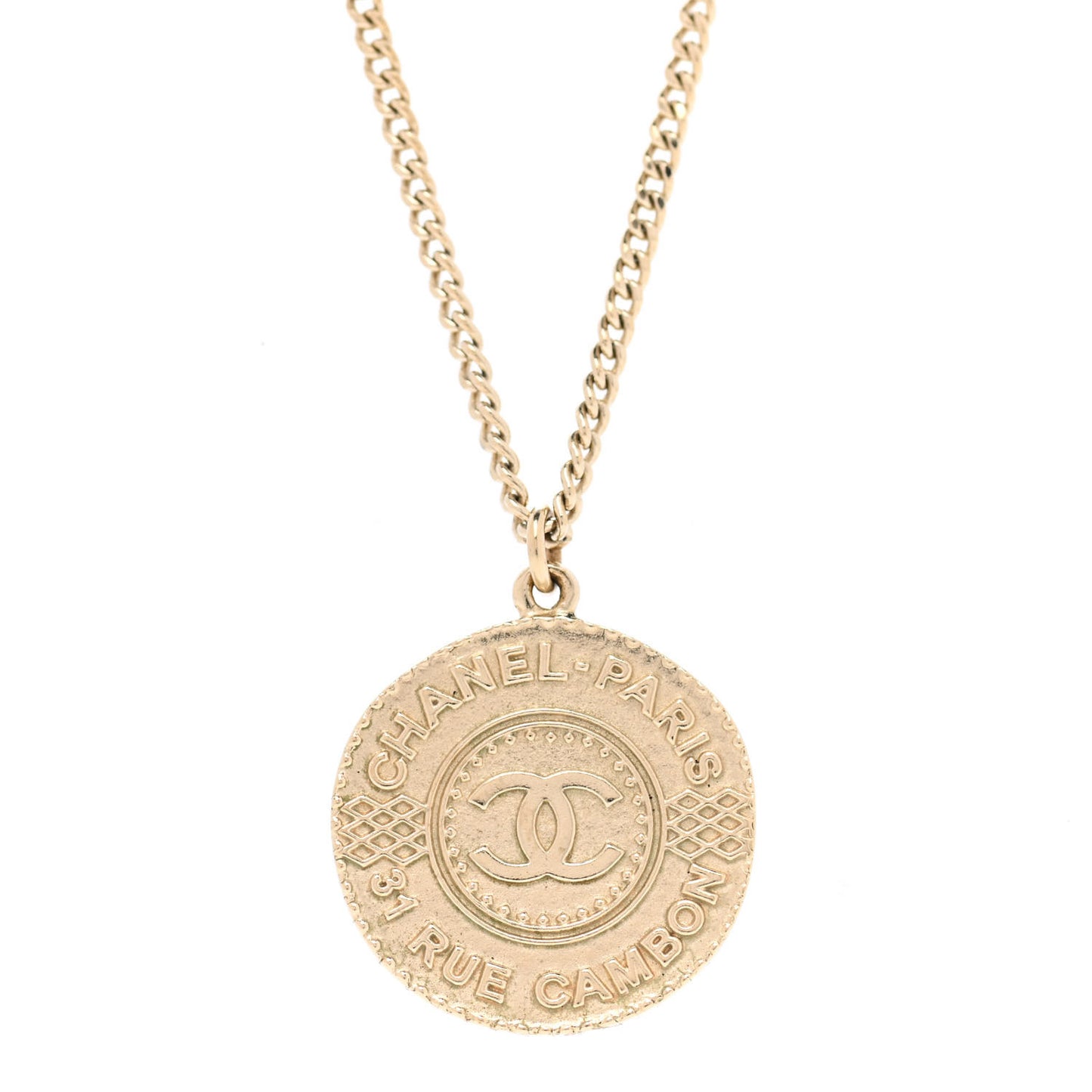 Medallion CC Rue Cambon Chain Necklace Gold