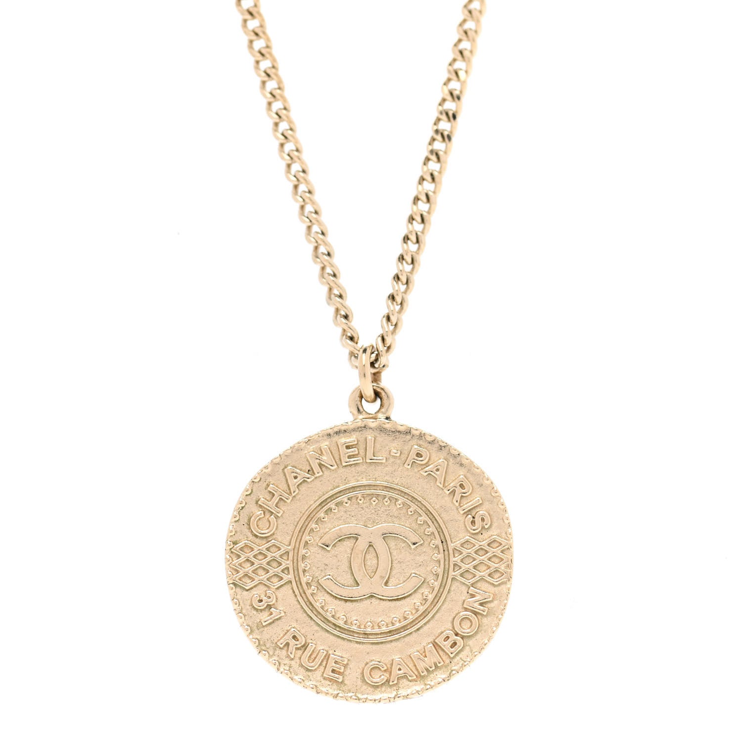 Chanel Medallion CC Rue Cambon Chain Necklace Gold 4 of 7