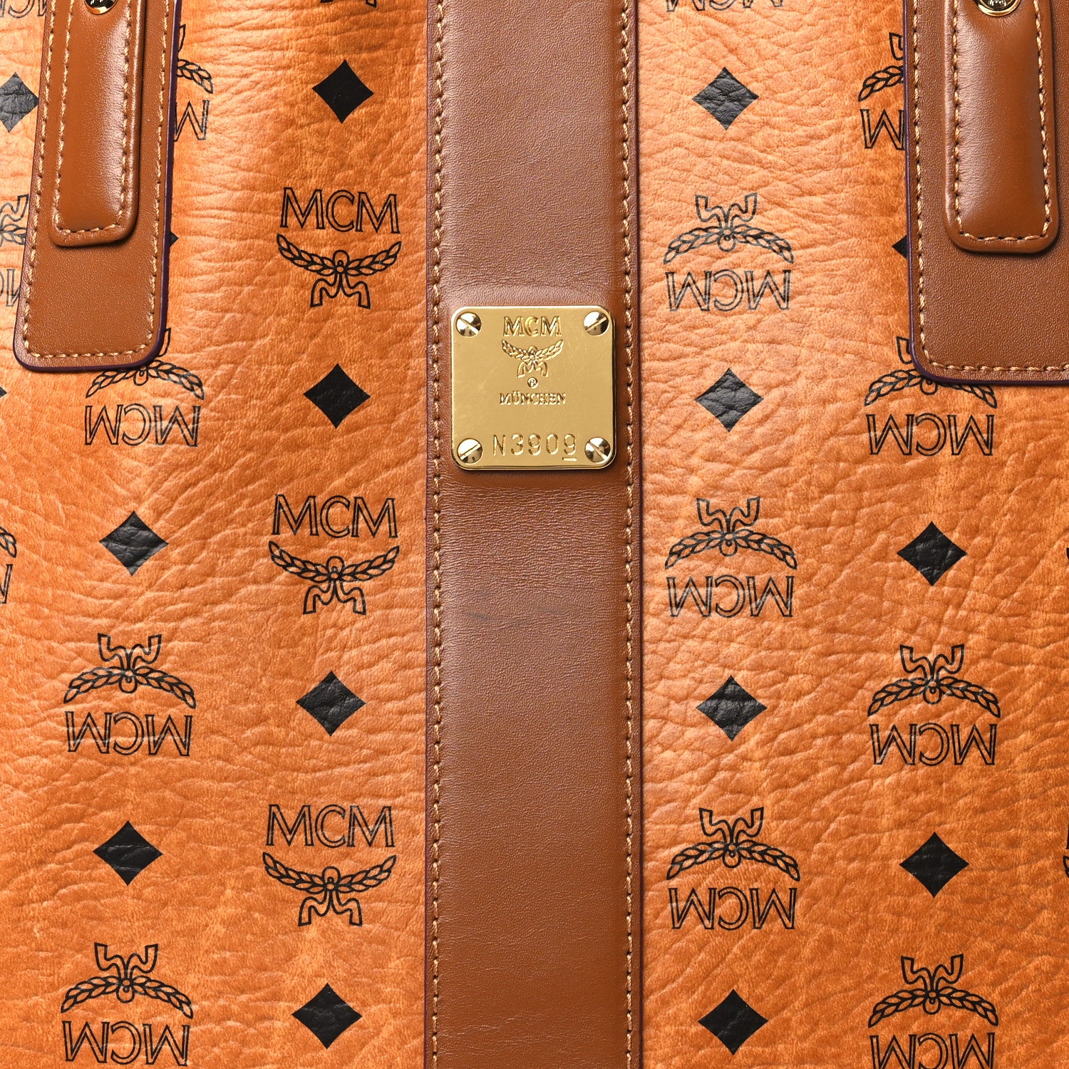 MCM Visetos Large Liz Reversible Shopper Tote Cognac 10 of 15