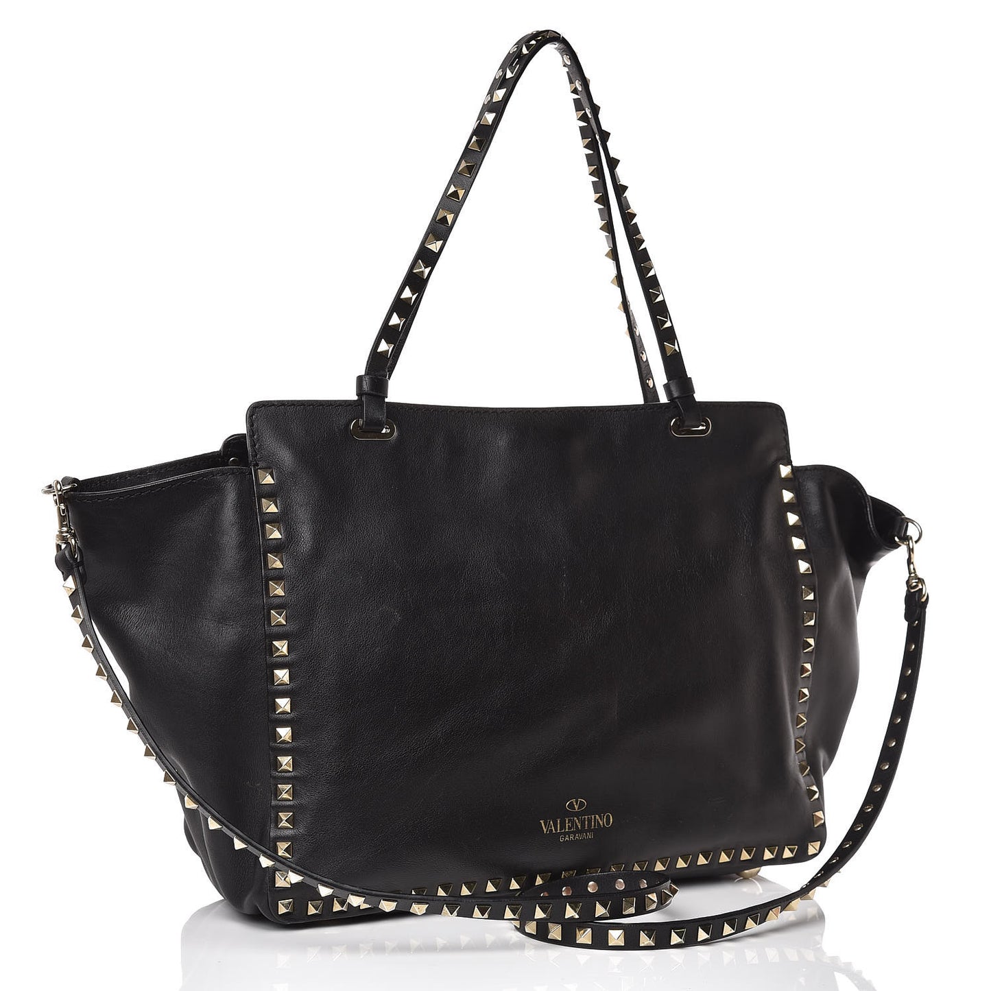 Vitello Medium Rockstud Tote Black