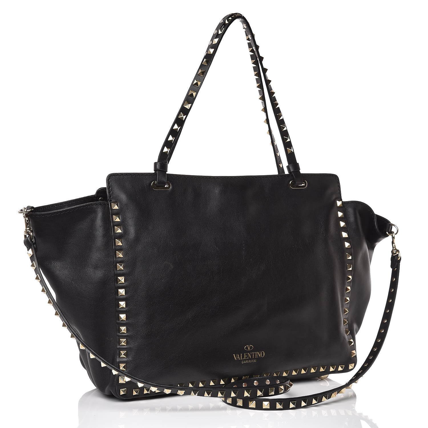 Valentino Garavani Vitello Medium Rockstud Tote Black 3 of 13