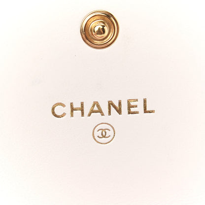 Chanel Shiny Goatskin Quilted Chanel 19 Flap Coin Purse With Chain White 6 of 9