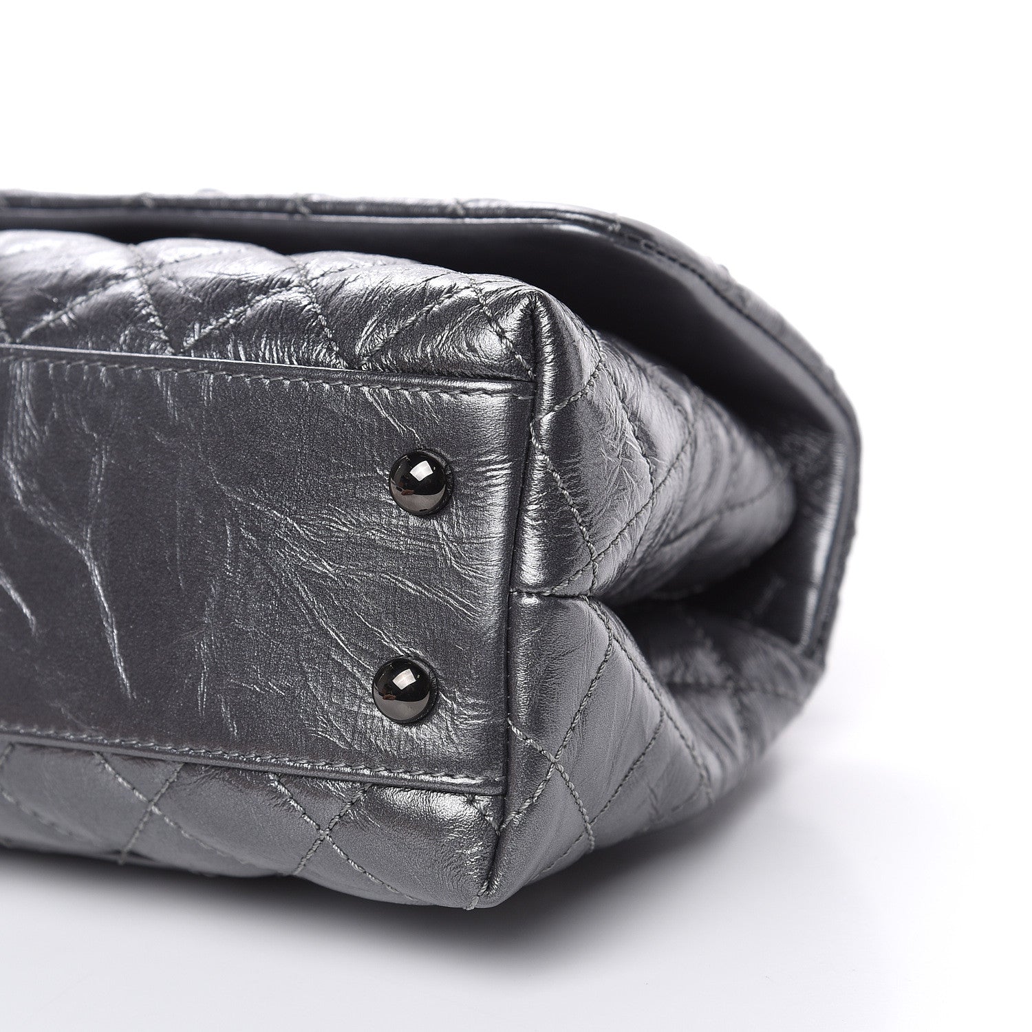 Chanel Metallic Aged Calfskin Quilted Mini Coco Handle Flap Charcoal 9 of 10