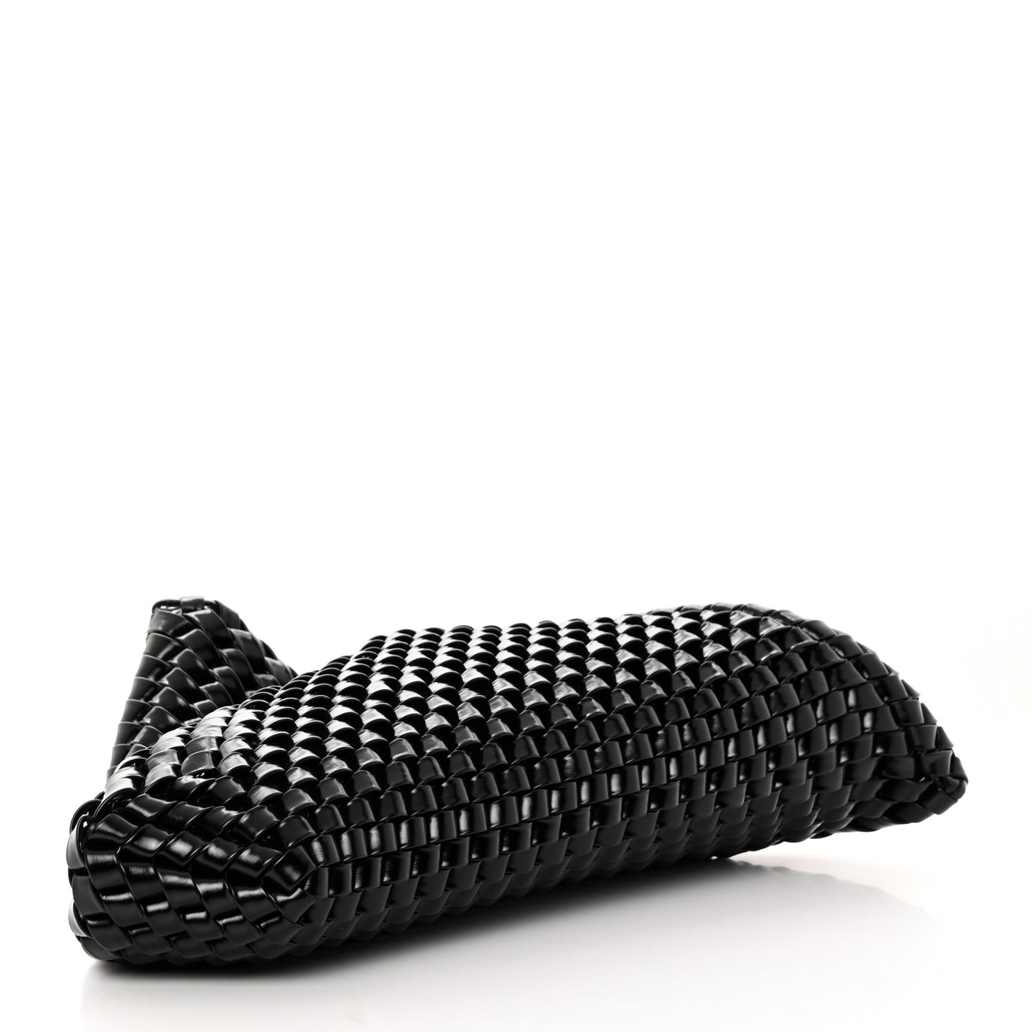 Calfskin Intrecciato Structure Clutch Black