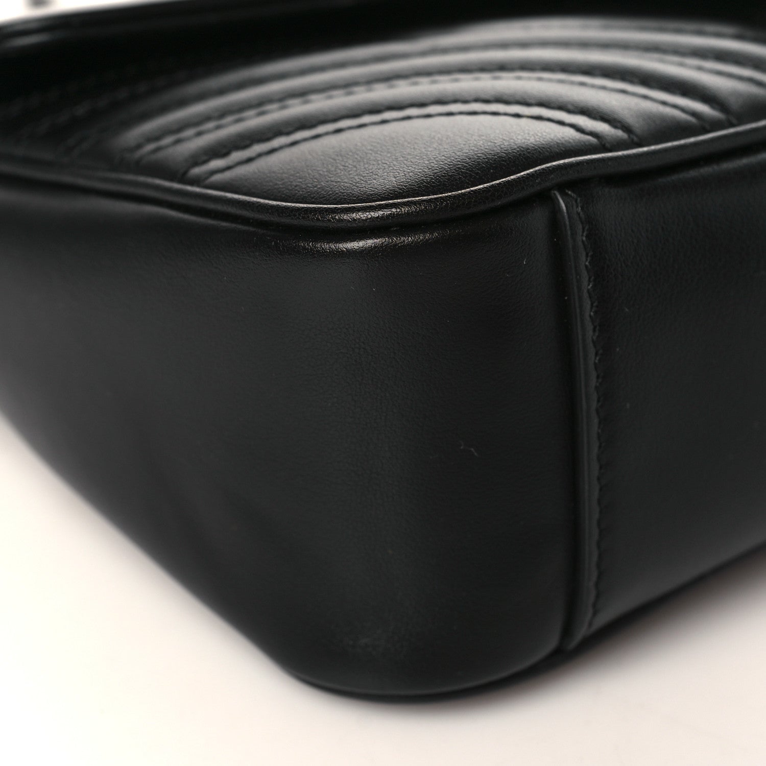 Gucci Calfskin Matelasse Monochrome Small GG Marmont Shoulder Bag Black 8 of 10