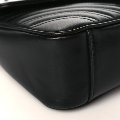 Gucci Calfskin Matelasse Monochrome Small GG Marmont Shoulder Bag Black 8 of 10