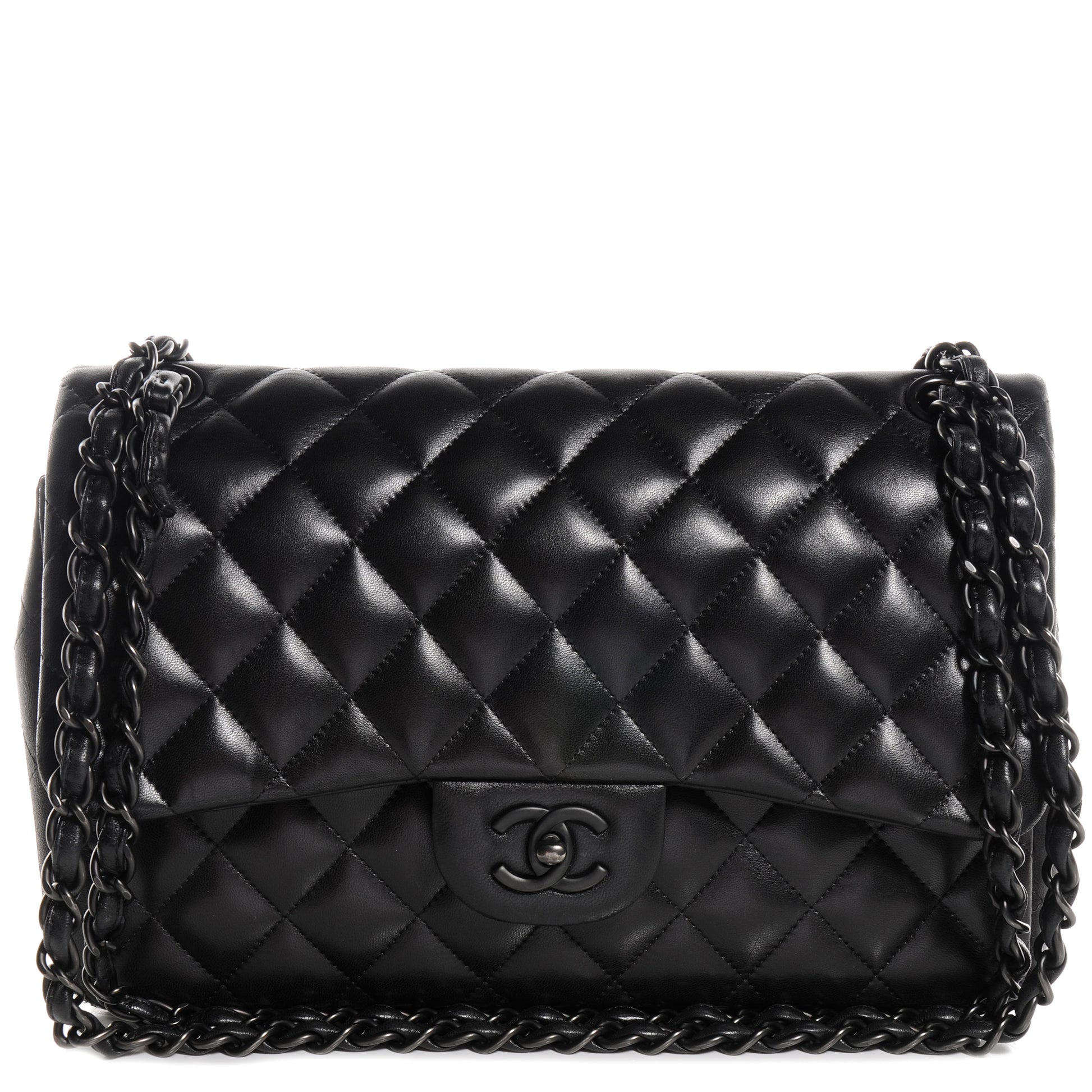 Chanel Lambskin Quilted Jumbo Double Flap So Black 1 of 10