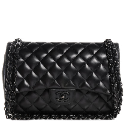 Chanel Lambskin Quilted Jumbo Double Flap So Black 1 of 10