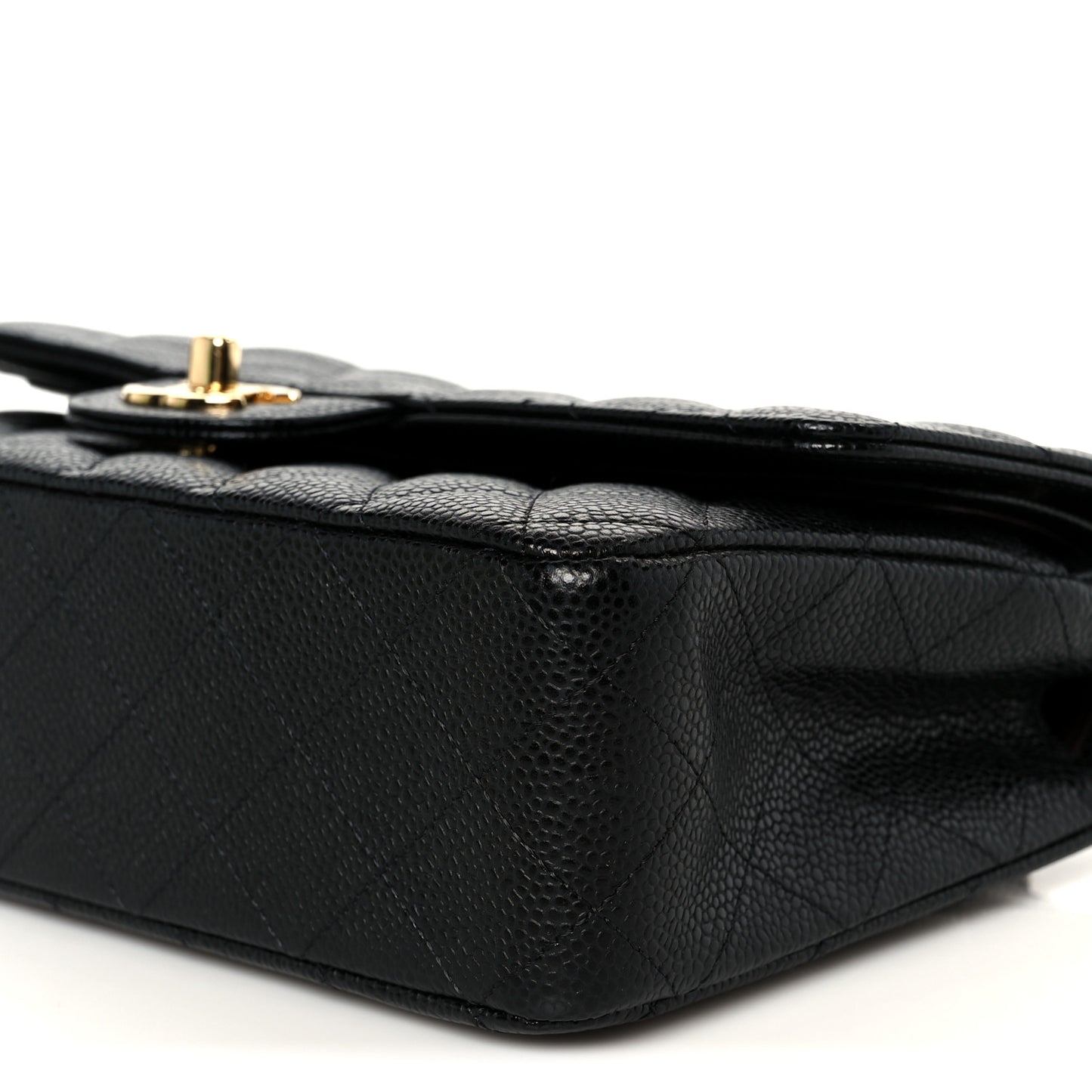 Caviar Quilted Medium Double Flap Black