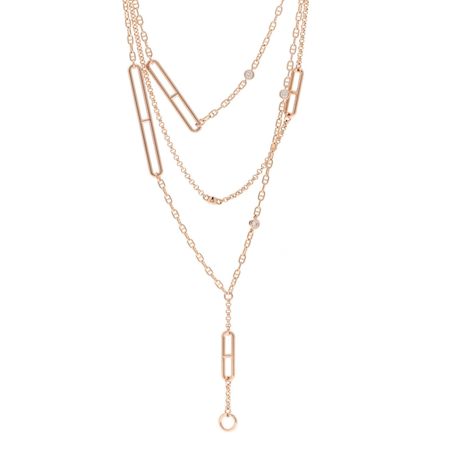 Hermes 18K Rose Gold Diamond Chaine d'Ancre Chaos Necklace 1 of 5
