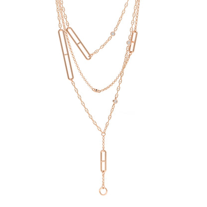 Hermes 18K Rose Gold Diamond Chaine d'Ancre Chaos Necklace 1 of 5