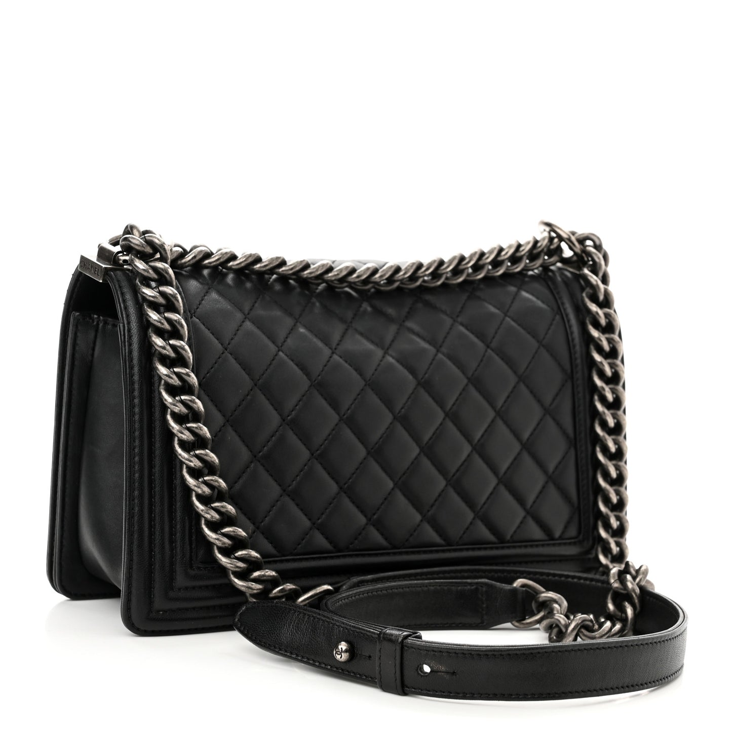 Lambskin Quilted Medium Boy Flap Black