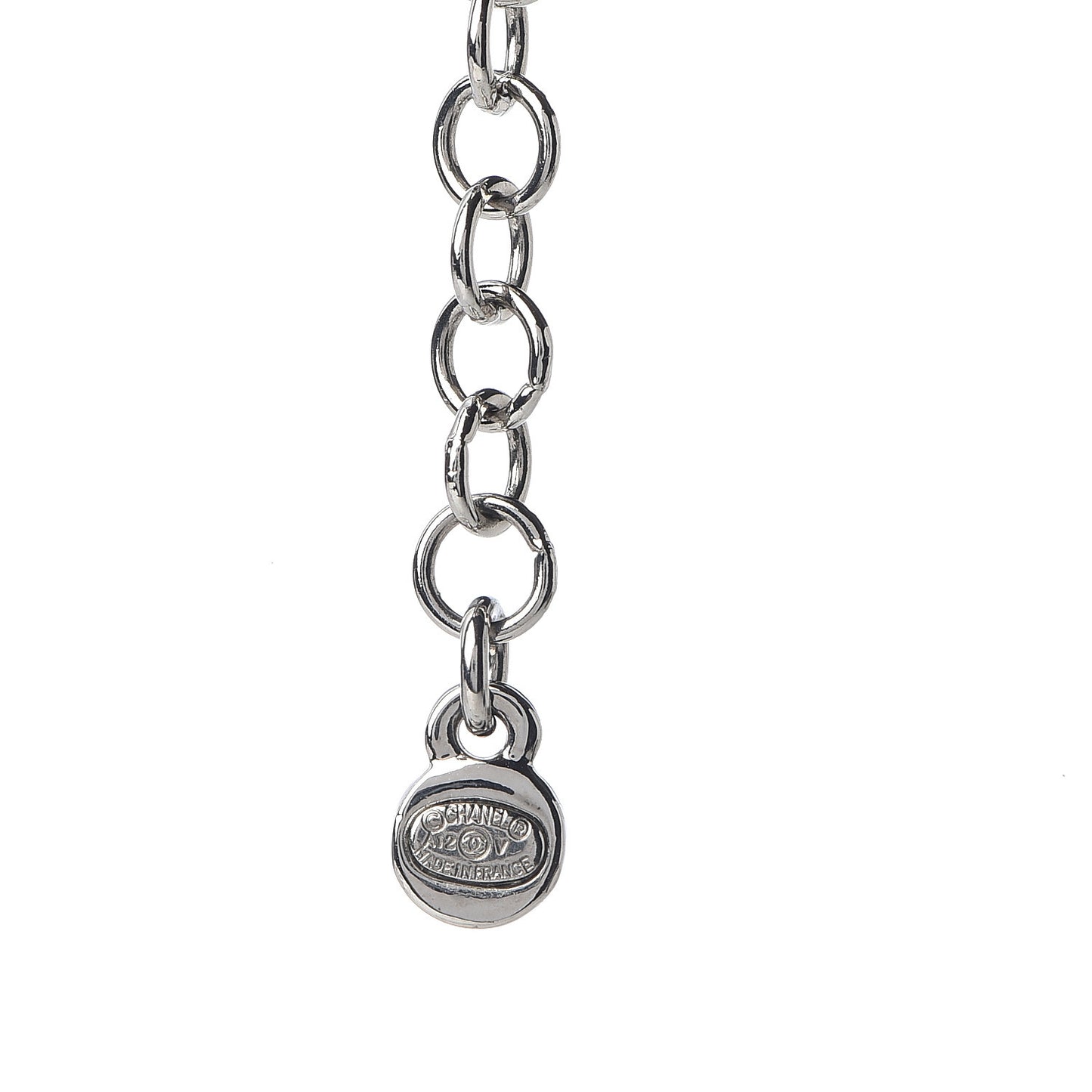 Crystal CC Drop Pendant Necklace Silver