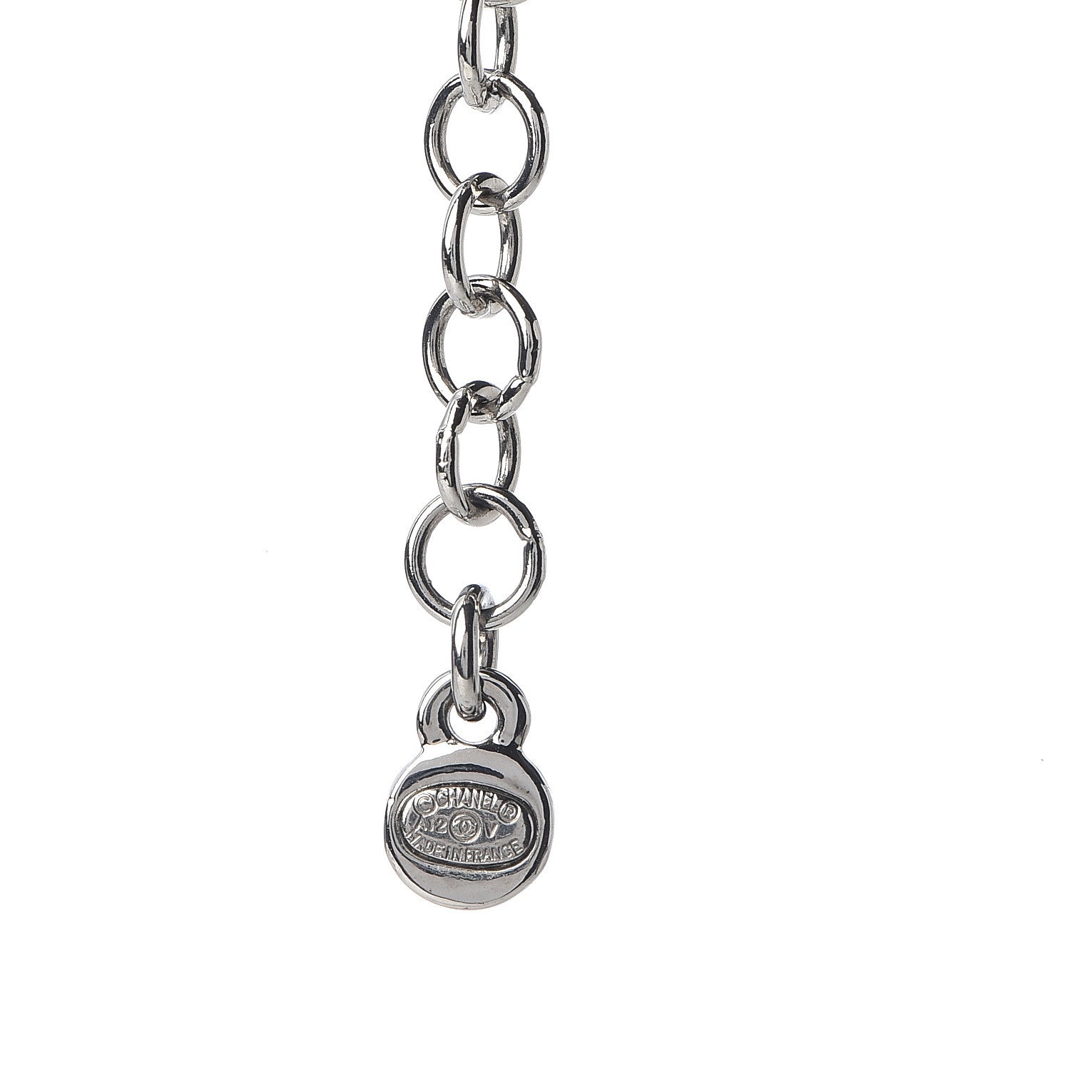 Chanel Crystal CC Drop Pendant Necklace Silver 3 of 4